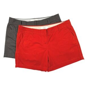 J.Crew Broken-In Chino Shorts Bundle Red & Grey Cotton 4" Inseam Womens 12